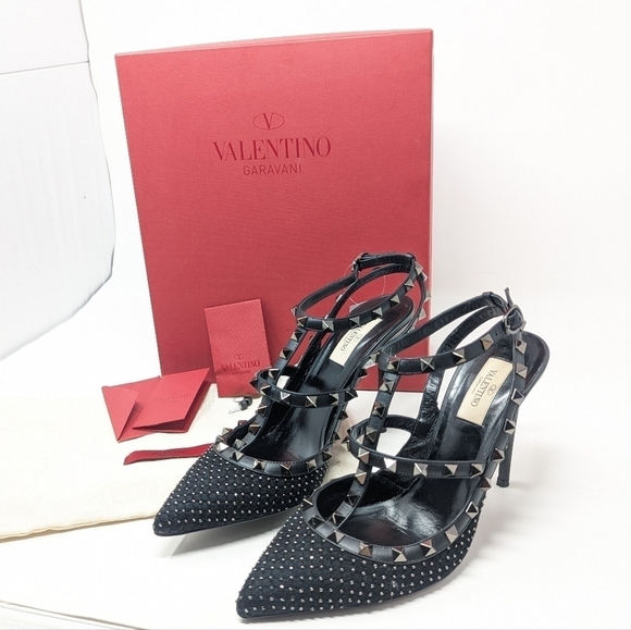 Valentino Garavani Rare Black Rockstud Caged Pointed Studded Heel Size EU 40 - Picture 9 of 10